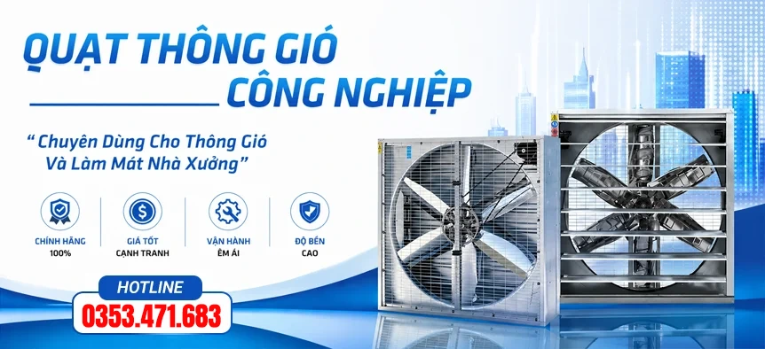 ảnh banner quạt thông gió vuông công nghiệp